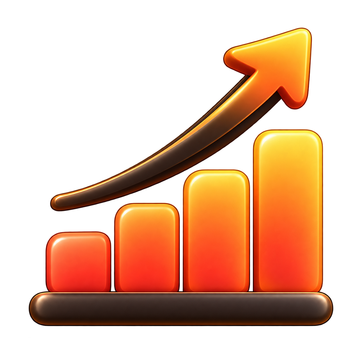 Rising bars and arrow representing the plan
